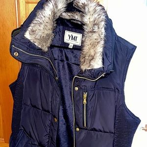 YMI dark navy vest with fur!
